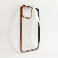 Чехол прозрачный iP 13 Pro Luxury с цветной окантовкой, цвет Peach