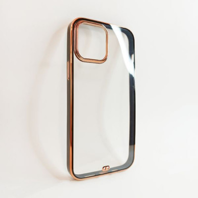 Чехол прозрачный iP 13 Pro Luxury с цветной окантовкой, цвет Peach