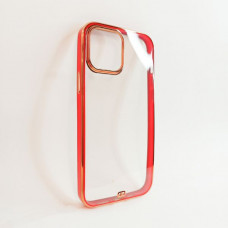 Чехол прозрачный iP 13 Pro Max Luxury с цветной окантовкой, цвет Red