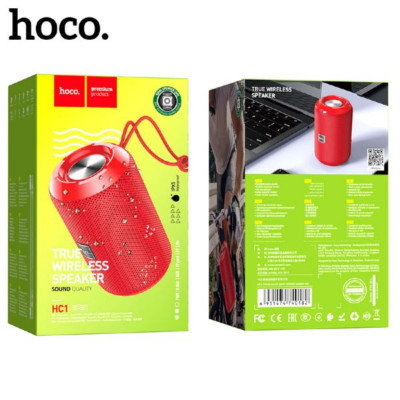 Портативная колонка Hoco HC1 Trendy sound sports, Red. Емкость батареи: 1200mAh, время зарядки около 2 часов. В режиме звонков/музыки: 4 часа. Спикер: 52мм, мощность 5W. TWS, TF card, USB, AUX, FM и других режимов воспроизведения. Размер: 142х85х85мм.