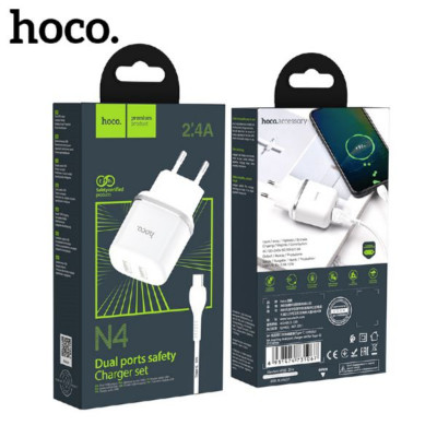 СЗУ-2USB Type-C HOCO N4 Aspiring 1м, 2.4A, White