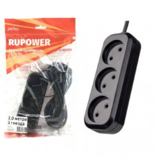 Удлинитель сетевой 3м 3 роз. Perfeo RU POWER без заземления, черный (Р16-012)