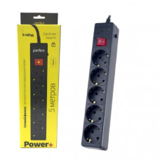 Сетевой фильтр Perfeo 5м 5роз. POWER+, черный (PF-PP-5/5,0-B)