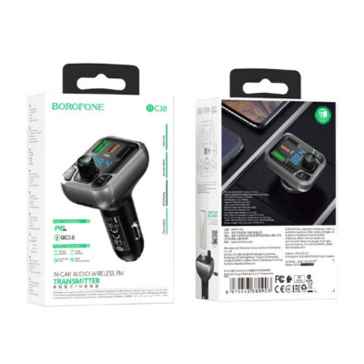 FM-Модулятор BOROFONE BC38 Flash Energy PD20W+QC3.0 Black Bluetooth 5.0, чип: Jerry JL AC6952. Поддержка решений для быстрой зарядки, таких как PD20W, QC3.0/2.0, FCP, AFC и т. д. Поддержка U-диска, воспроизведения музыки с TF-карты