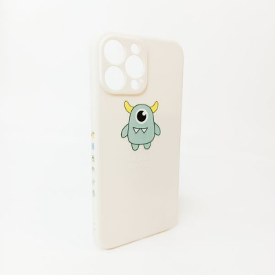 Чехол силиконовый iP 13 Pro Max Lucky Monster бежевый