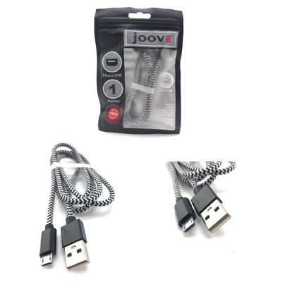 Кабель Micro USB JOOVE X28 1м, тканевый (Grey) блистер