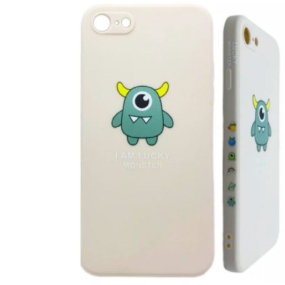 Чехол силиконовый iP 7/8/SE2020 Lucky Monster бежевый