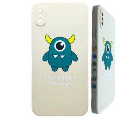 Чехол силиконовый iP XS Max Lucky Monster бежевый