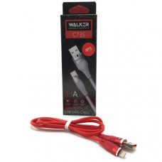 Кабель Lightning WALKER C735 1м 3.1А прорезиненный, Красный с металл. разъемом