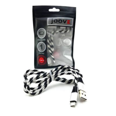 Кабель Micro USB JOOVE X07 1м, металл. наконечник, нейлон, Silver блистер