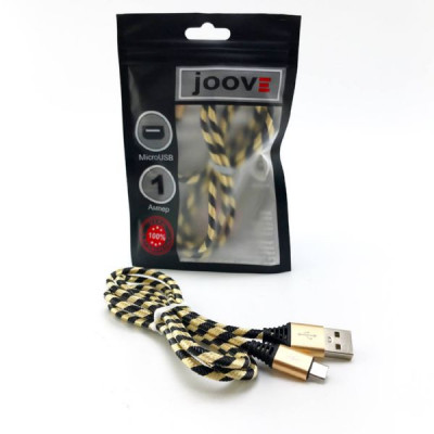 Кабель Micro USB JOOVE X07 1м, металл. наконечник, нейлон, Gold блистер