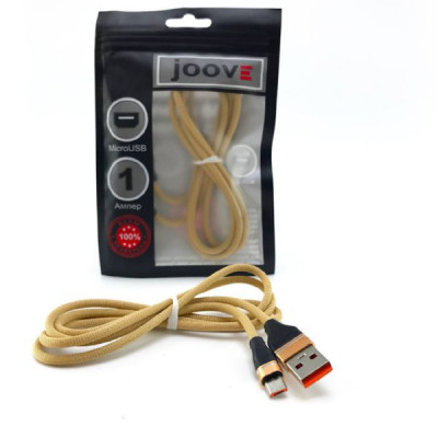 Кабель Micro USB JOOVE X12 1м, тканевый (Gold) блистер