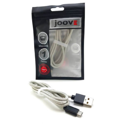 Кабель Micro USB JOOVE X26 1м, тканевый (Silver) блистер