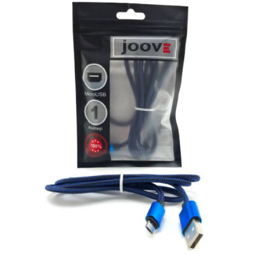 Кабель Micro USB JOOVE X04 1м, нейлон Blue блистер