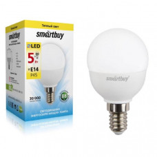 Лампа светодиодная SMARTBUY P45 5Вт 220V 3000K E14 (глоб, теплый свет)