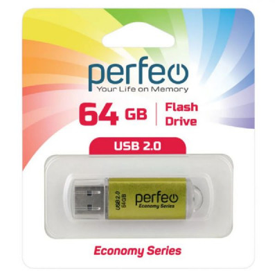 USB флеш-диск 64Gb Perfeo E01 Gold economy series