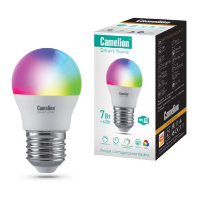 Умная светодиодная лампа Camelion Smart Home 7Вт Е27 RGB+DIM+CW 220В WiFi