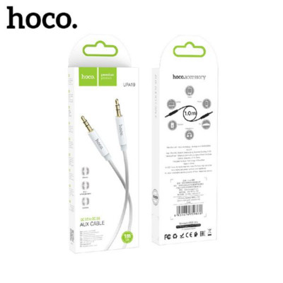 Кабель Аудио 3,5 Jack-3,5 Jack HOCO UPA19 1м, нейлон+TPE, White