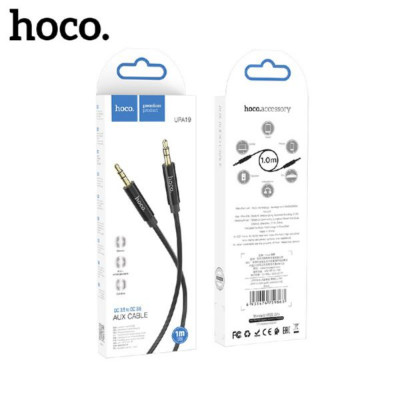 Кабель Аудио 3,5 Jack-3,5 Jack HOCO UPA19 1м, нейлон, Black
