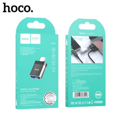 OTG переходник USB(AF)-Type-C(AM) HOCO UA17 USB2.0 Black