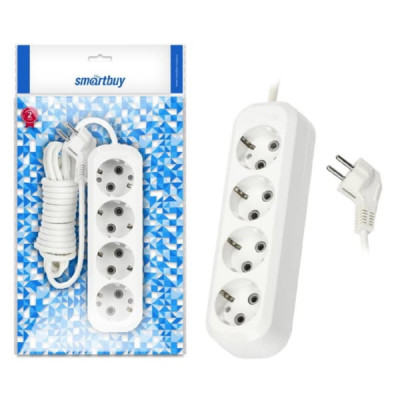 Удлинитель сетевой 3м 4 розетки Smartbuy (SBE-16-4-03-Z) 16А/3,5кВт с заземлением ПВС 3х1,0