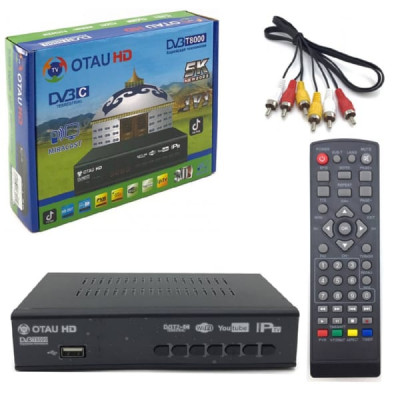 Цифровой ресивер эфирный OTAU T8000 +HD плеер, 3 тюльпана, HDMI, USB, пульт, блок питания встроенный, ipTV, Wi-Fi, металл.корпус
