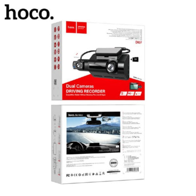 Видеорегистратор HOCO DI07 Black Две камеры, встроенный динамик и микрофон, запись широкоформатного HD видео, встроенный аккумулятор, G сенсор, ночное видение, мониторинг парковки. Трехдюймовый LTPS дисплей. Слот для Micro-SD, в комплект не входит с объем