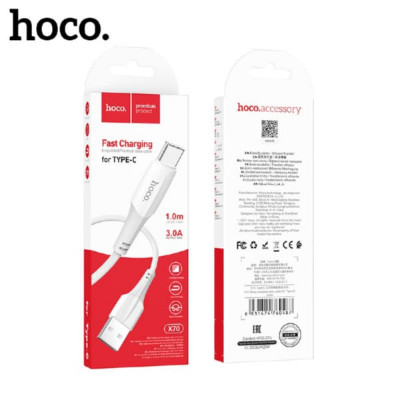 Кабель Type-C HOCO X70 1м, 3A, нейлон, White