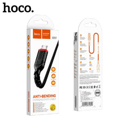 Кабель Micro USB HOCO X59 Victory 1м, 2.4A, шнуровая оплетка, Black
