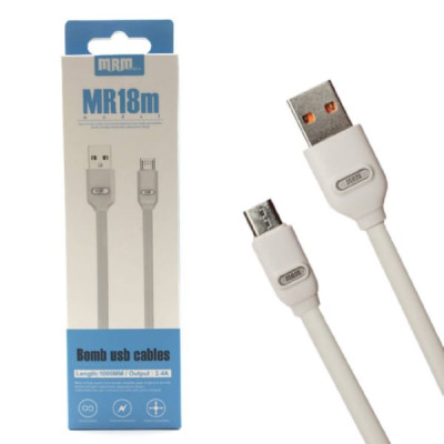 Кабель Micro USB MRM-Power MR18m 1м, 2,4А, White