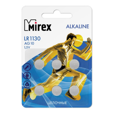 Батарейка Mirex AG10 BL-6