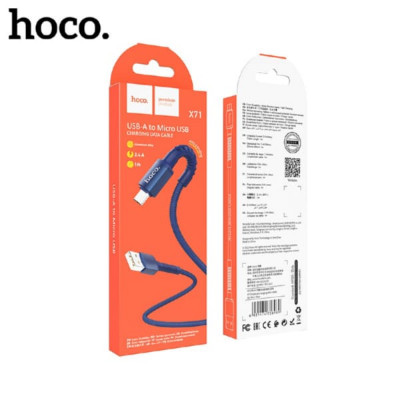 Кабель Micro USB HOCO X71 1м, 2.4А, нейлоновая оплетка, Blue