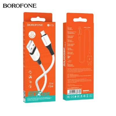 Кабель Micro USB BOROFONE BX79 1м, 2,4A, силиконовая оплетка, White