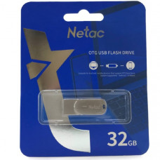 USB 3.0 флэш-диск 32GB Netac U785C Dual, USB + TypeC, серебро