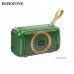 Портативная колонка Borofone BR17 Dark Green BT v5.1. Чип: JL AC6965E. Емкость батареи: 1200mAh, время зарядки около 3 часов. Работа в режиме разговора или воспроизведения музыки: 4 часа. Динамик: 52ммx1. Мощность: 5W. Размеры: 136.4x70x80мм. FM, TF карт,