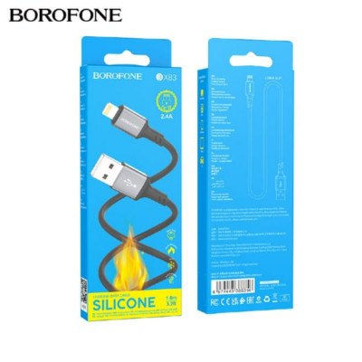 Кабель Lightning BOROFONE BX83 1м, 2.4A, силикон, Black