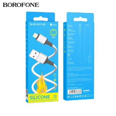 Кабель Lightning BOROFONE BX83 1м, 2,4A, силикон, White