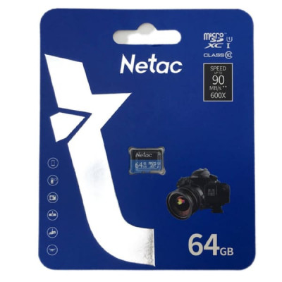 Карта памяти MicroSD Netac P500 64GB Standard Class 10 UHS-I (90 Mb/s) без адаптера