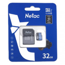 Карта памяти MicroSD Netac P500 32GB Standard Class 10 UHS-I (90 Mb/s) + SD адаптер