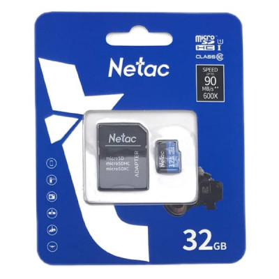 Карта памяти MicroSD Netac P500 32GB Standard Class 10 UHS-I (90 Mb/s) + SD адаптер
