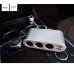 Разветвитель прикуривателя HOCO Z13 Silver (3 выхода+2USB) Длина кабеля: 55см. Светодиодный цифровой дисплей зарядного напряжения.