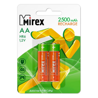Аккумулятор Mirex HR6 (2500mAh 1,2V) BL-2 (2/20/100)