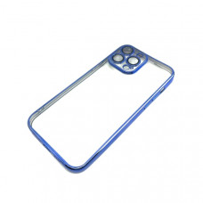 Чехол прозрачный iP 13 Pro Max Luxury с защитой линз камер, цвет Blue