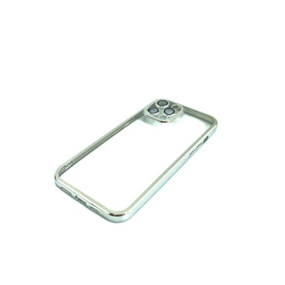 Чехол прозрачный iP 12 Pro Max Luxury с защитой линз камер, цвет Silver