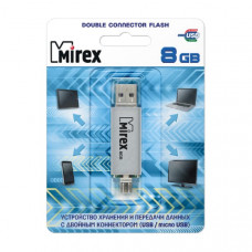 USB/microUSB флэш-накопитель с двойным разъёмом 8 ГБ Mirex SMART SILVER (ecopack) USB/microUSB флэш-накопитель с двойным разъёмом 8 ГБ Mirex SMART SILVER (ecopack)