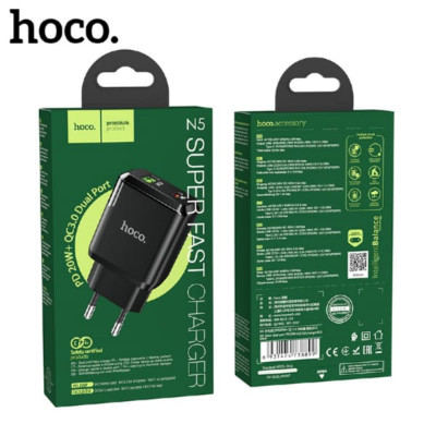 СЗУ-USB-USB-C HOCO N5 3.0A PD18W+QC3.0, Black