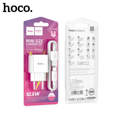 СЗУ-USB Type-C HOCO C106A 1м, 2.1A, White