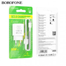 СЗУ-USB Type-C BOROFONE BA72A 1м, QC3.0A, 18W, White (60/240)