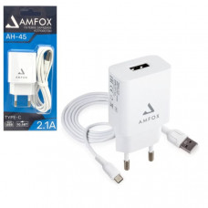 СЗУ-USB Type-C AMFOX AH-45 2.1A, белый