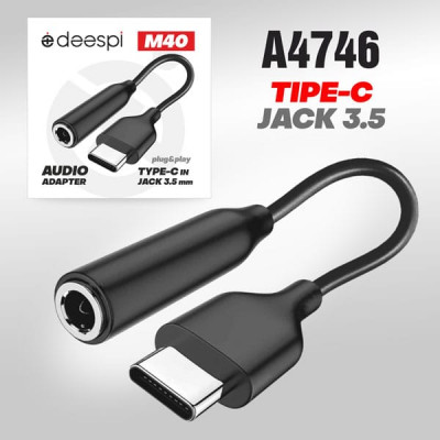 Аудио переходник Type-C(AM)-Jack3,5(AF) Deespi M40 Black